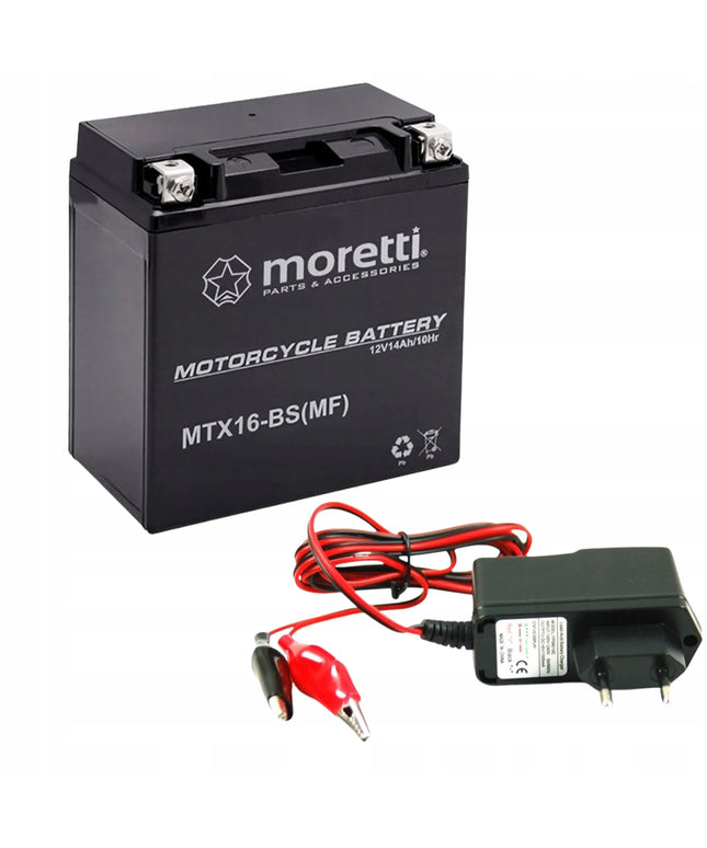 Moretti AGM (Gel) MTX16 Martinelli motociklo akumuliatorius + 12V įkroviklis