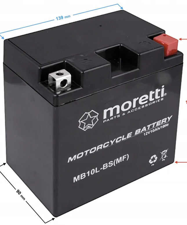 Moretti AGM (gelinis) akumuliatorius MB10L-BS 12V Martinelli