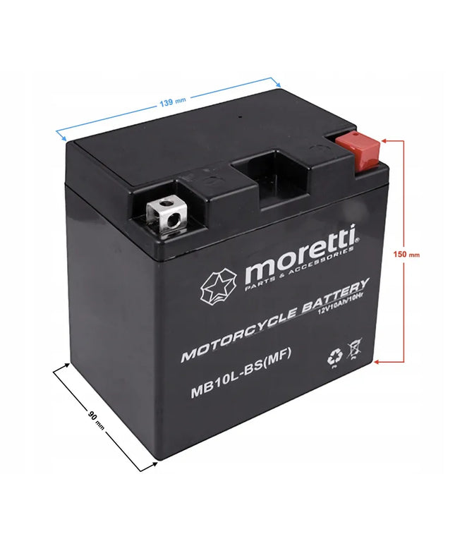 Moretti AGM (gelinis) akumuliatorius MB10L-BS 12V Martinelli