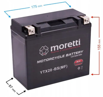 Moretti MTX20-BS 20 Ah YTX20-BS Martinelli gelinis akumuliatorius