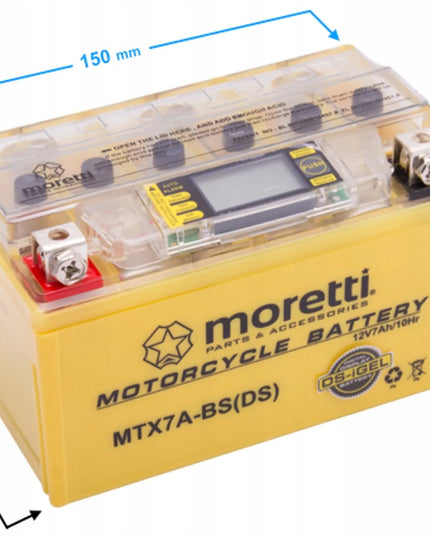 Moretti MTX7A-BS akumuliatorius 12V 7Ah 90A gelinis su indikatoriumi