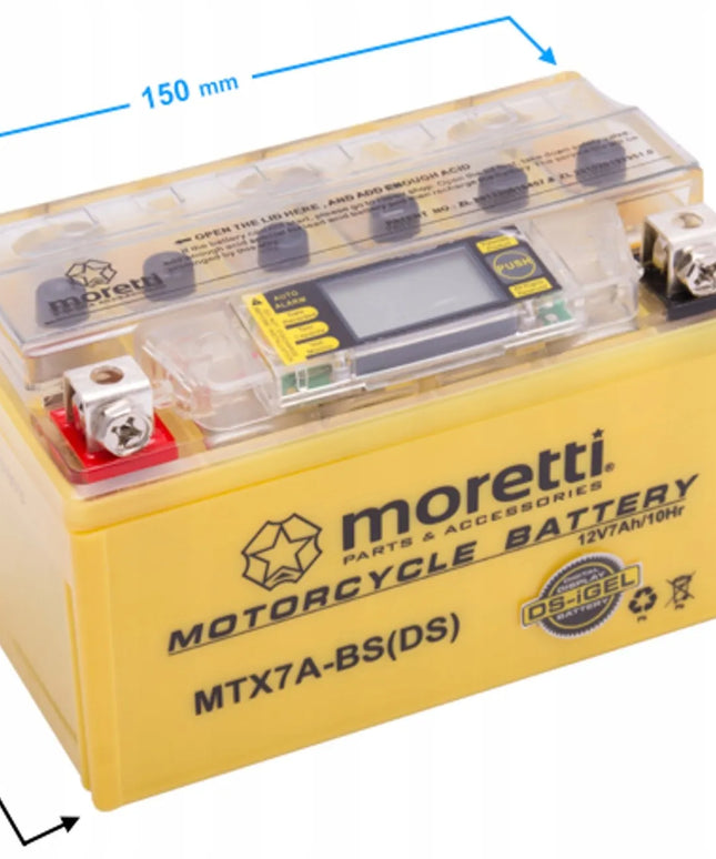 Moretti MTX7A-BS akumuliatorius 12V 7Ah 90A gelinis su indikatoriumi