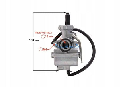 Moretti Street PZ20 karbiuratorius, 80CC 4T, 17 mm, rankinis droselis