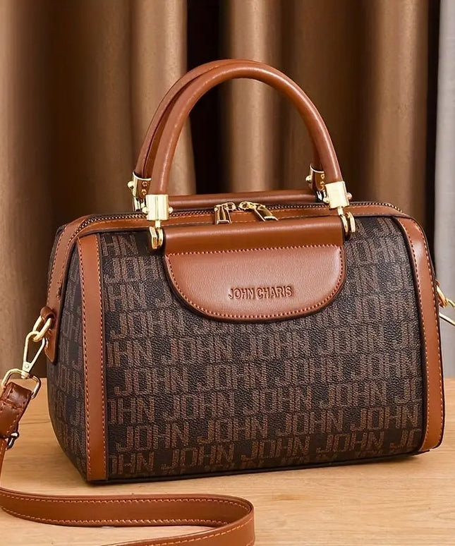 Moteriška dizainerio stiliaus Bostono rankinė – elegantiška ir talpi rankinė su užtrauktuku, nuimamu dirželiu ir poliesterio pamušalu