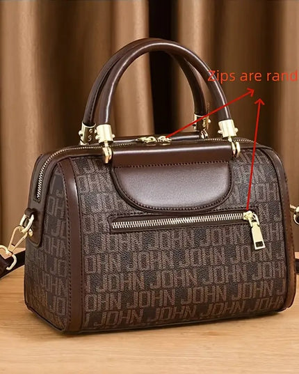 Moteriška dizainerio stiliaus Bostono rankinė – elegantiška ir talpi rankinė su užtrauktuku, nuimamu dirželiu ir poliesterio pamušalu