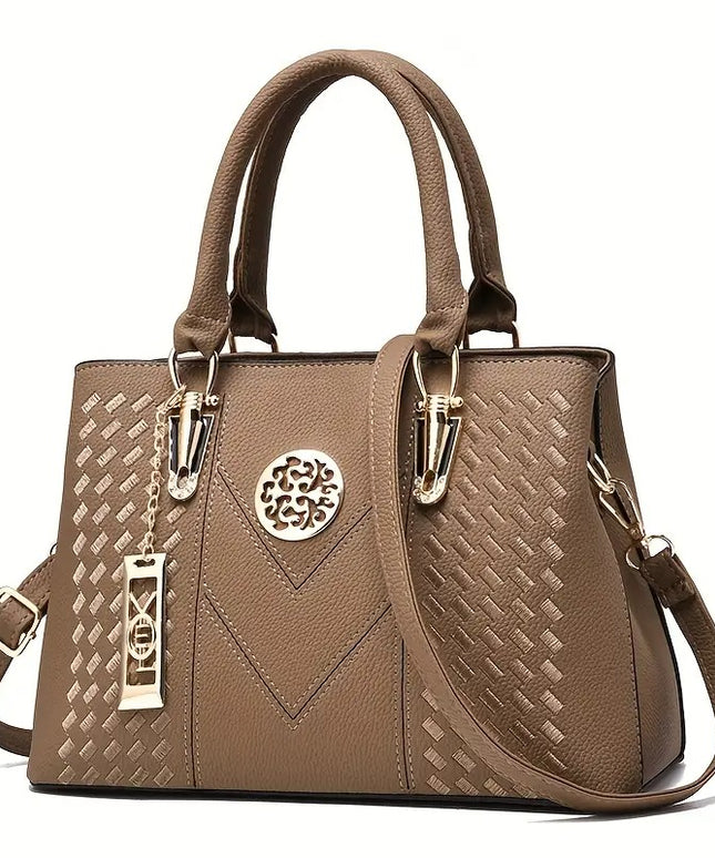 Moteriška klasikinė rankinė su viršutine rankena, didelė ir madinga PU odos kasdieninė rankinė