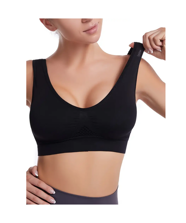 Sportinė liemenėlė su gilia iškirpte