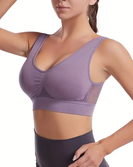 Sportinė liemenėlė su gilia iškirpte