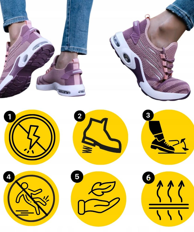 Moteriški darbo batai su kompozitine apsauga | Lengvi, kvėpuojantys, neslystantys S1 pusbačiai darbui ir kasdienai