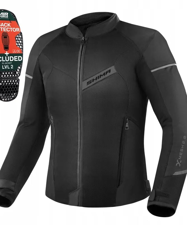 Motociklinė striukė Shima X-MESH 2.0 vyriška juoda vasarinė