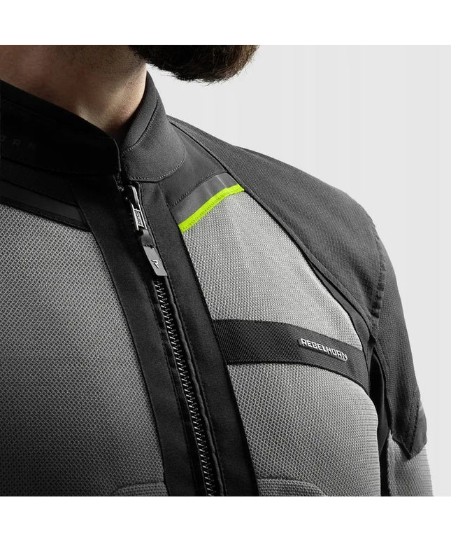Motociklinė tekstilinė striukė REBELHORN SCANDAL 3 BLACK GREY FLUO YELLOW, M dydis