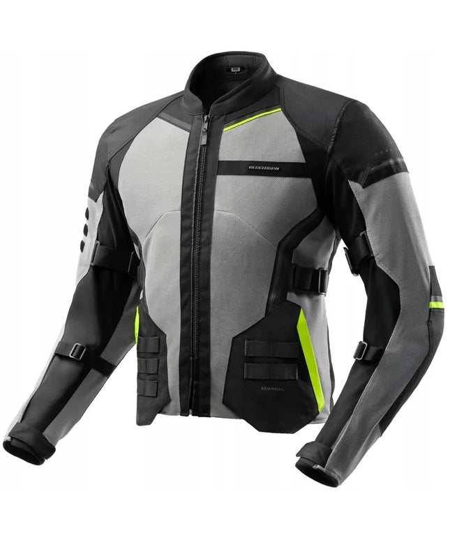 Motociklinė tekstilinė striukė REBELHORN SCANDAL 3 BLACK GREY FLUO YELLOW, M dydis