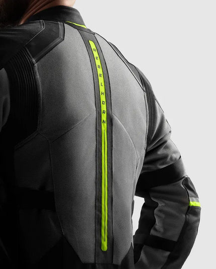 Motociklinė tekstilinė striukė REBELHORN SCANDAL 3 BLACK GREY FLUO YELLOW, M dydis