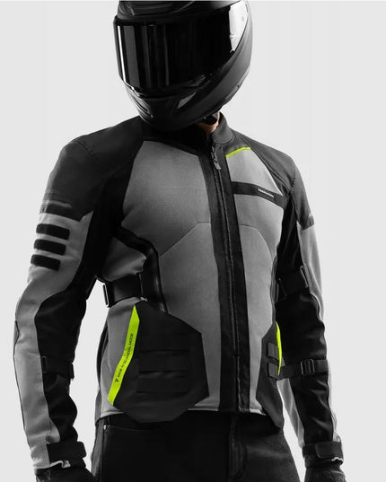 Motociklinė tekstilinė striukė REBELHORN SCANDAL 3 BLACK GREY FLUO YELLOW, M dydis