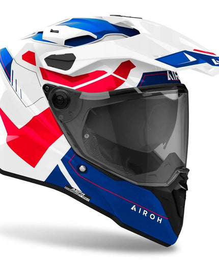 Motociklininko šalmas Airoh Commander 2 Reveal Blue Red Gloss Cross / Enduro