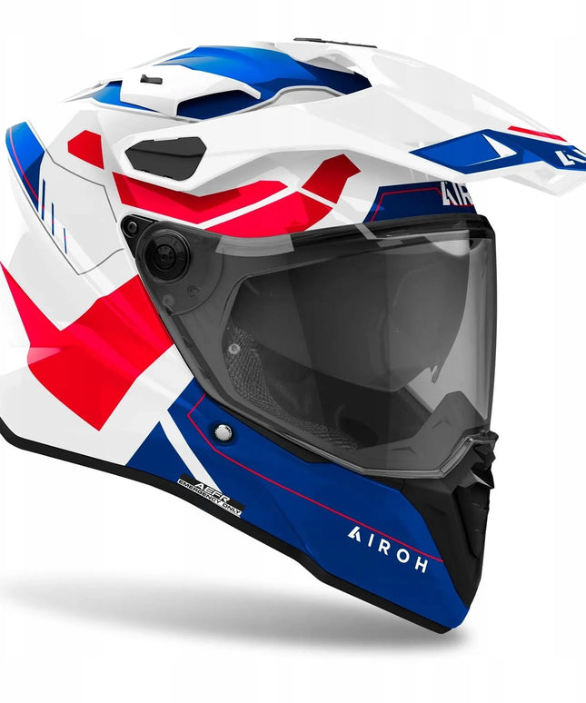 Motociklininko šalmas Airoh Commander 2 Reveal Blue Red Gloss Cross / Enduro