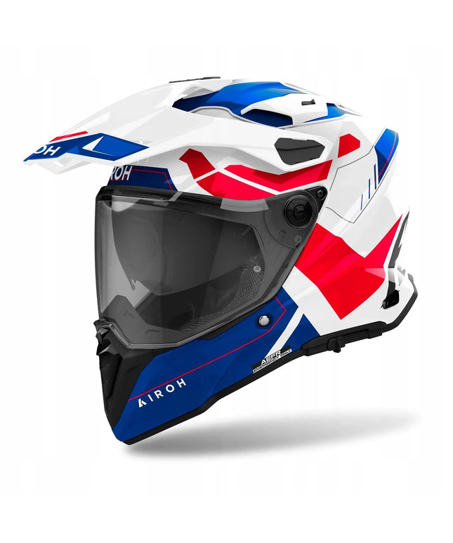 Motociklininko šalmas Airoh Commander 2 Reveal Blue Red Gloss Cross / Enduro