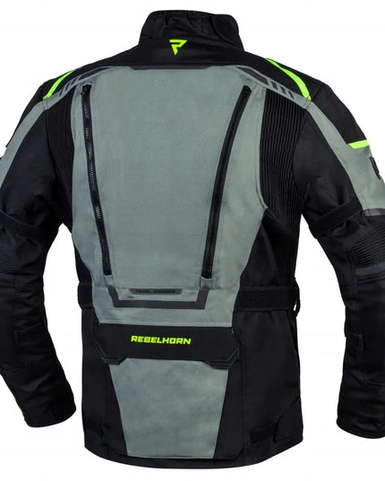 Motociklininko striukė Rebelhorn Cubby IV BLACK/GREY/FLO YELLOW