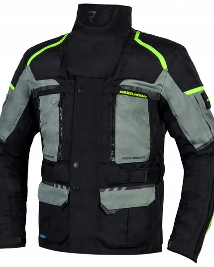 Motociklininko striukė Rebelhorn Cubby IV BLACK/GREY/FLO YELLOW