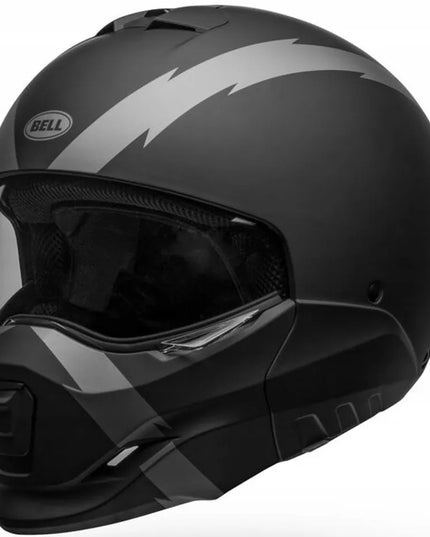 Motociklinis šalmas BELL BROOZER ARC MATTE BLACK/GREY su dviem stiklais