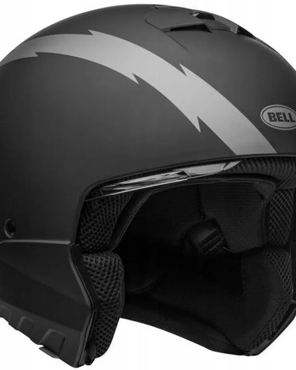 Motociklinis šalmas BELL BROOZER ARC MATTE BLACK/GREY su dviem stiklais