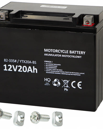 Motociklo akumuliatorius 12V 20Ah techninės priežiūros nereikalaujantis motoroleriui keturračiui motociklui ATV