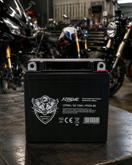 Motociklo akumuliatorius XTREME dešininis+ 9Ah 12V neaptarnaujamas AGM motoroleriui keturračiui