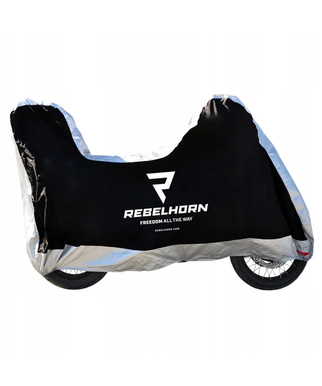 Motociklo uždangalas Rebelhorn Cover II su vieta bagažinei Black Silver L