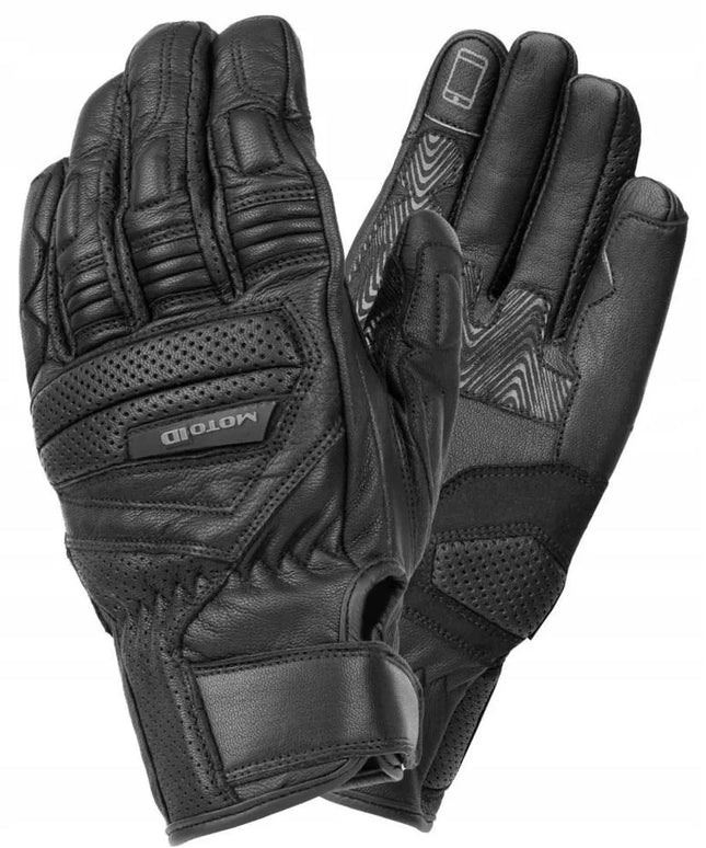 Motoid Alpha Black trumpos vyriškos miesto motociklininko pirštinės juodos