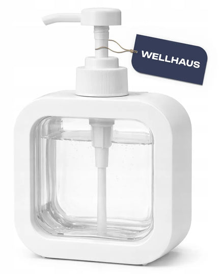 Muilo dozatorius šampūnui skysčiui didelis 500ml kvadratinis baltas Wellhaus