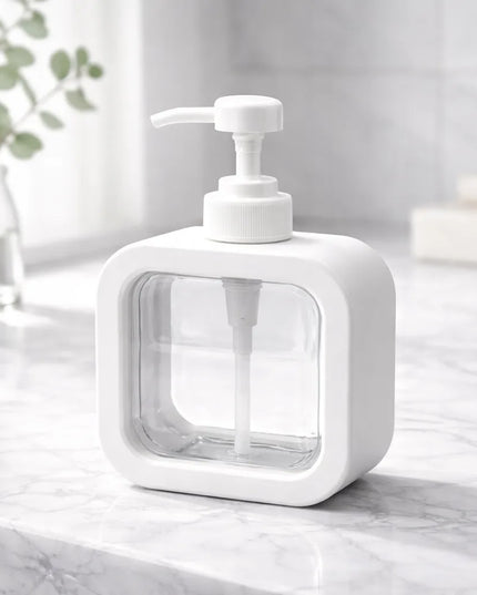 Muilo dozatorius šampūnui skysčiui didelis 500ml kvadratinis baltas Wellhaus