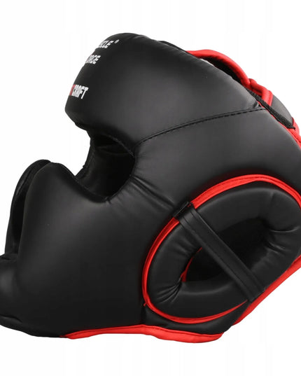 MuscleForge CombatCraft bokso šalmas sparingams ir treniruotėms MMA, boksui, Muay Thai, juodas, L dydis