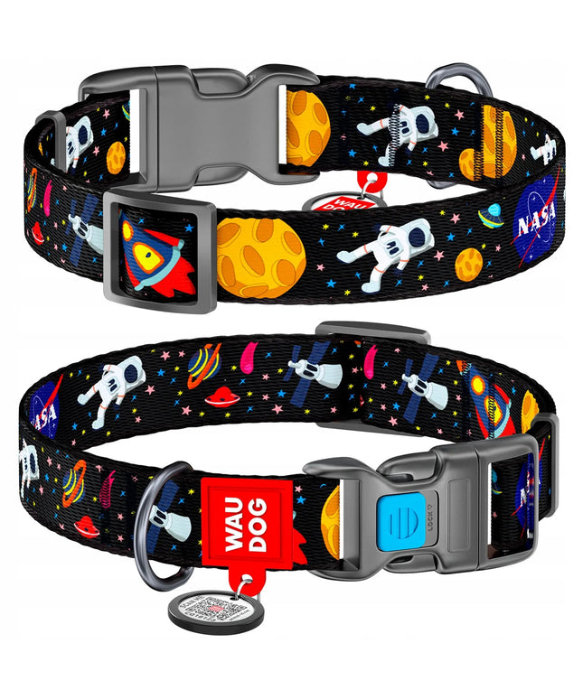 Nailoninis šuns antkaklis Waudog NASA, M dydis, 28-40 cm, 20 mm