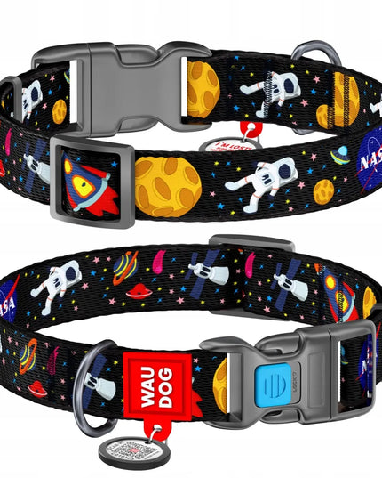 Nailoninis šuns antkaklis Waudog NASA, M dydis, 28-40 cm, 20 mm