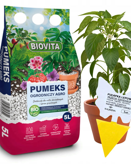 Natūralus vulkaninis sodo pemza drenažui ir purinimui 5L Biovita + lipni gaudyklė