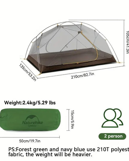 Naturehike Mongar 2 lengva turistinė palapinė 2 asmenims – aukštos kokybės, atspari vandeniui ir vėjui - Pilka