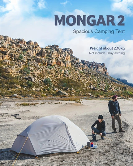 Naturehike Mongar 2 lengva turistinė palapinė 2 asmenims – aukštos kokybės, atspari vandeniui ir vėjui - Pilka