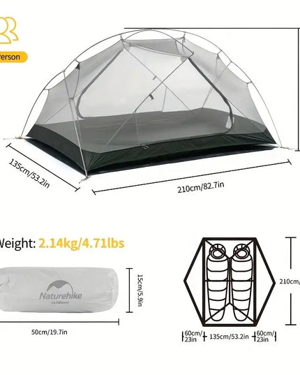 Naturehike Mongar 2 tamsiai mėlyna lengva turistinė palapinė 2 asmenims – atspari vandeniui