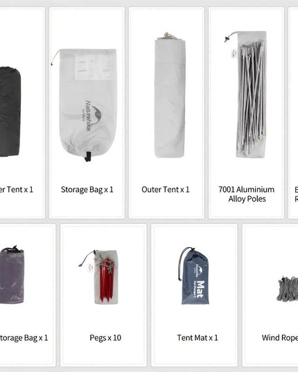 Naturehike Mongar 2 tamsiai mėlyna lengva turistinė palapinė 2 asmenims – atspari vandeniui