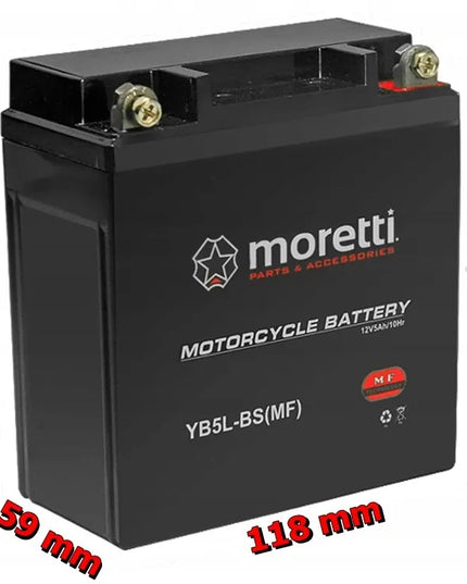 NAUJAS AKUMULIATORIUS MORETTI AGM (Gel) MB5L-BS MOTOROLERIUI, KETURRAČIUI, MOPEDUI 5AH