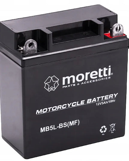 NAUJAS AKUMULIATORIUS MORETTI AGM (Gel) MB5L-BS MOTOROLERIUI, KETURRAČIUI, MOPEDUI 5AH