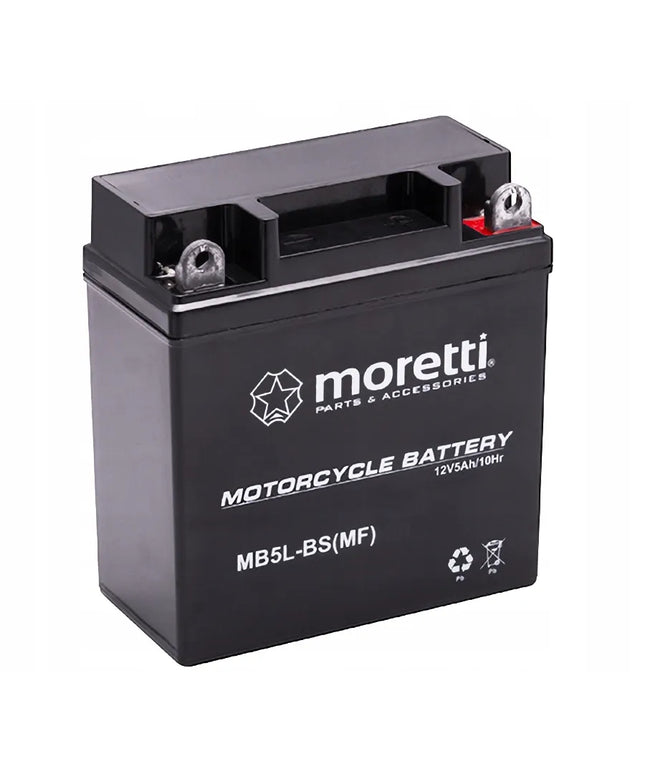 NAUJAS AKUMULIATORIUS MORETTI AGM (Gel) MB5L-BS MOTOROLERIUI, KETURRAČIUI, MOPEDUI 5AH