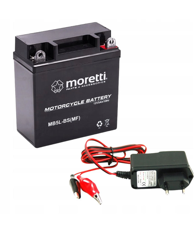 NAUJAS AKUMULIATORIUS MORETTI AGM (Gel) MB5L-BS MOTOROLERIUI KETURRACIUI MOPEDUI 5AH
