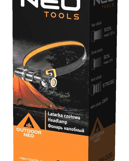 NEO įkraunamas LED priekinis žibintas su USB jungtimi