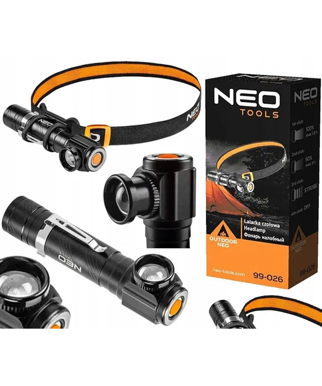 NEO įkraunamas LED priekinis žibintas su USB jungtimi