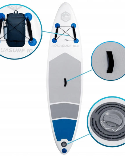 Neo-sport AQUASURF pripučiama irklentė (SUP lenta) 320 x 81 x 15 cm, 7-in-1 rinkinys
