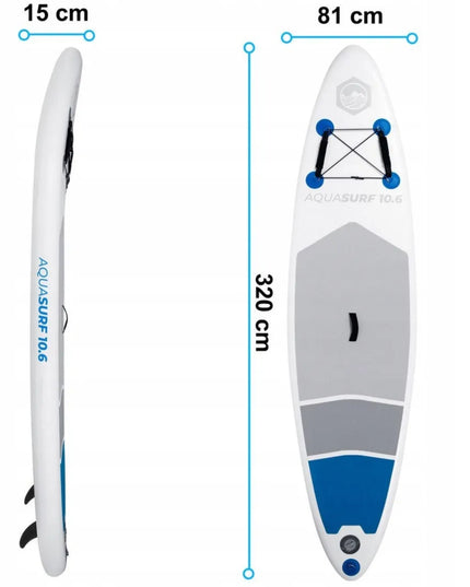 Neo-sport AQUASURF pripučiama irklentė (SUP lenta) 320 x 81 x 15 cm, 7-in-1 rinkinys