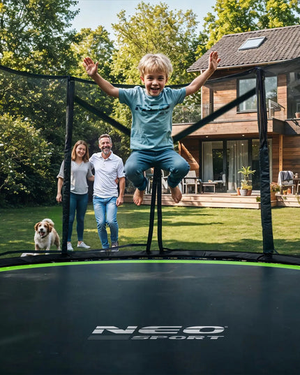Neo-sport sodo batutas 183 cm (6 ft) su išoriniu tinklu ir kopėčiomis