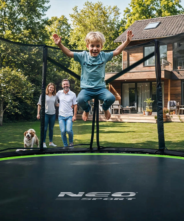 Neo-sport sodo batutas 183 cm (6 ft) su išoriniu tinklu ir kopėčiomis