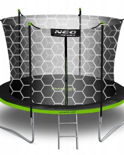 Neo-sport sodo batutas 6ft/183cm su vidiniu apsauginiu tinklu ir kopėčiomis